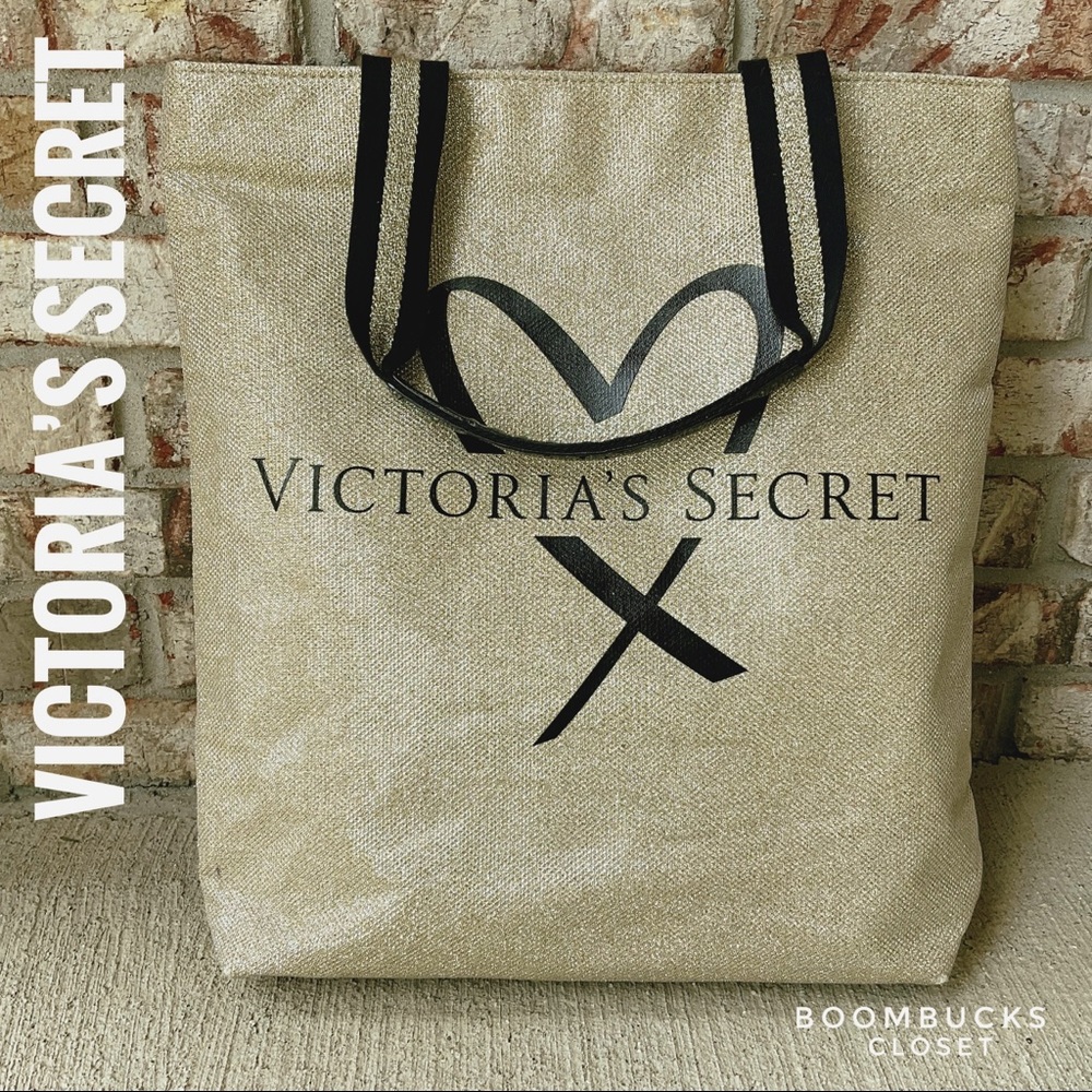 Victoria’s Secret Glitter Gold Sparkly Tote Bag